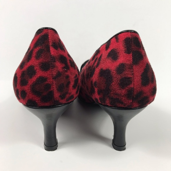 Bellini 6.5 Red Leopard Loafer Style Slip On Heels - Picture 4 of 8